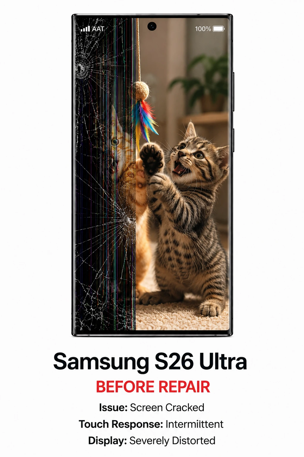 Samsung S26 Ultra Screen Repair before